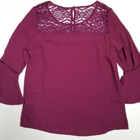 Signature Collection Bell Sleeve Blouse Purple Medium - Picture 2 of 5